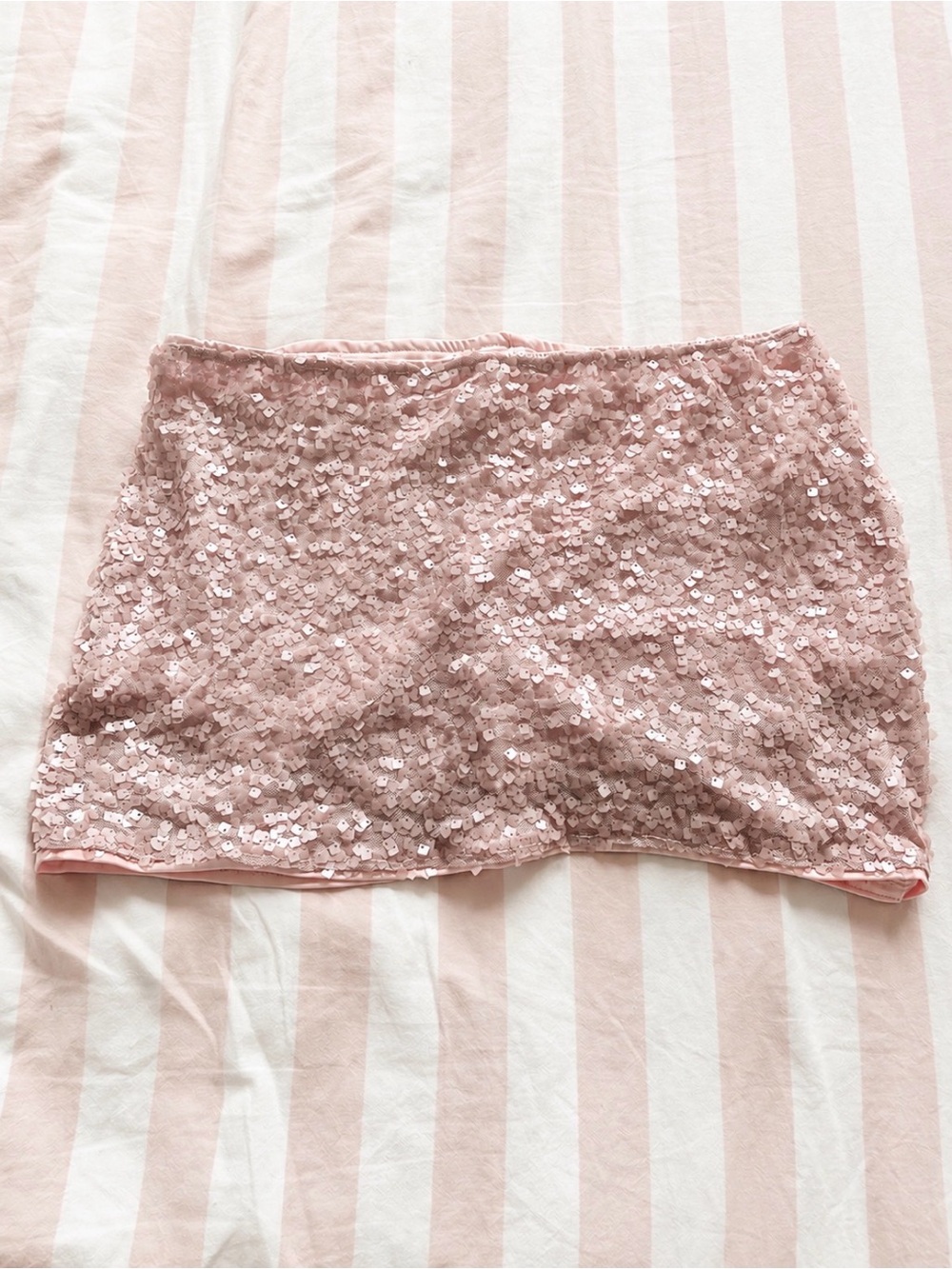 Blush Pink Sequin Mini Skirt